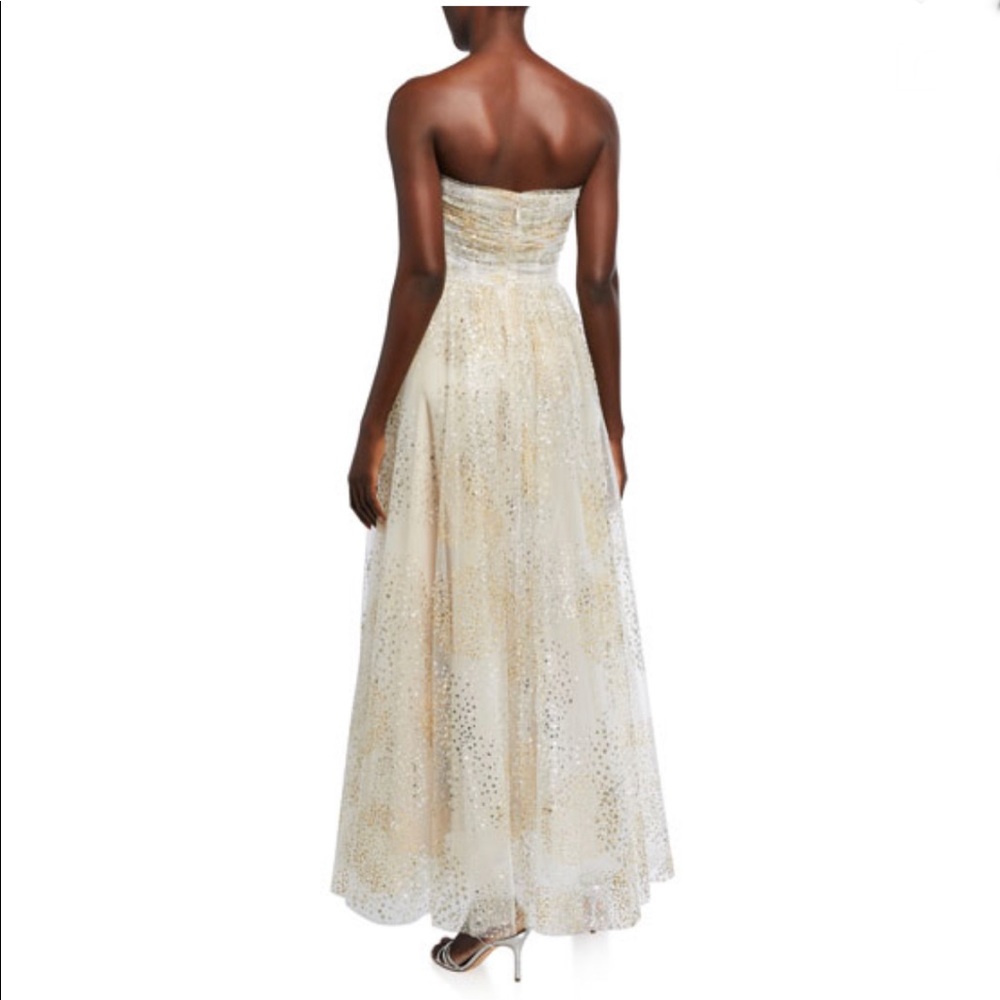 Monique Lhuillier Dress Glittery Strapless Chiffon Dress tea length size 10 - Picture 7 of 17